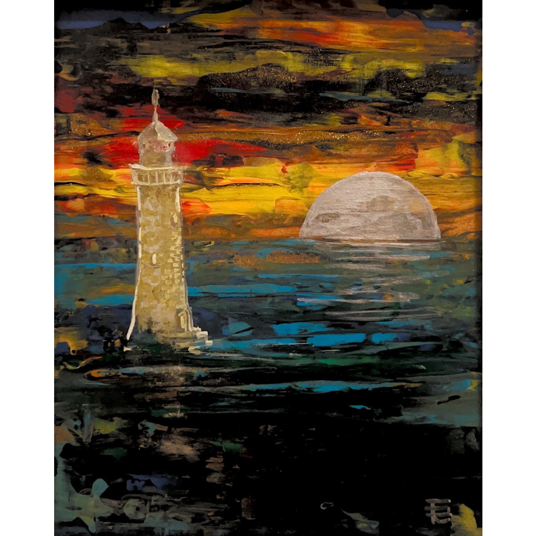 Golden Lighthouse Silver Moon