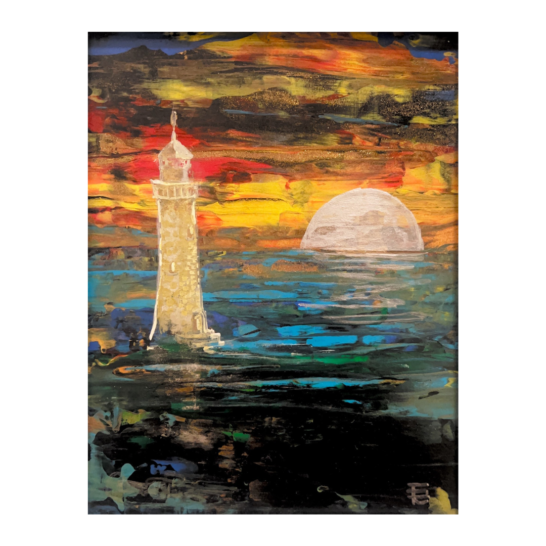 Golden Lighthouse Silver Moon