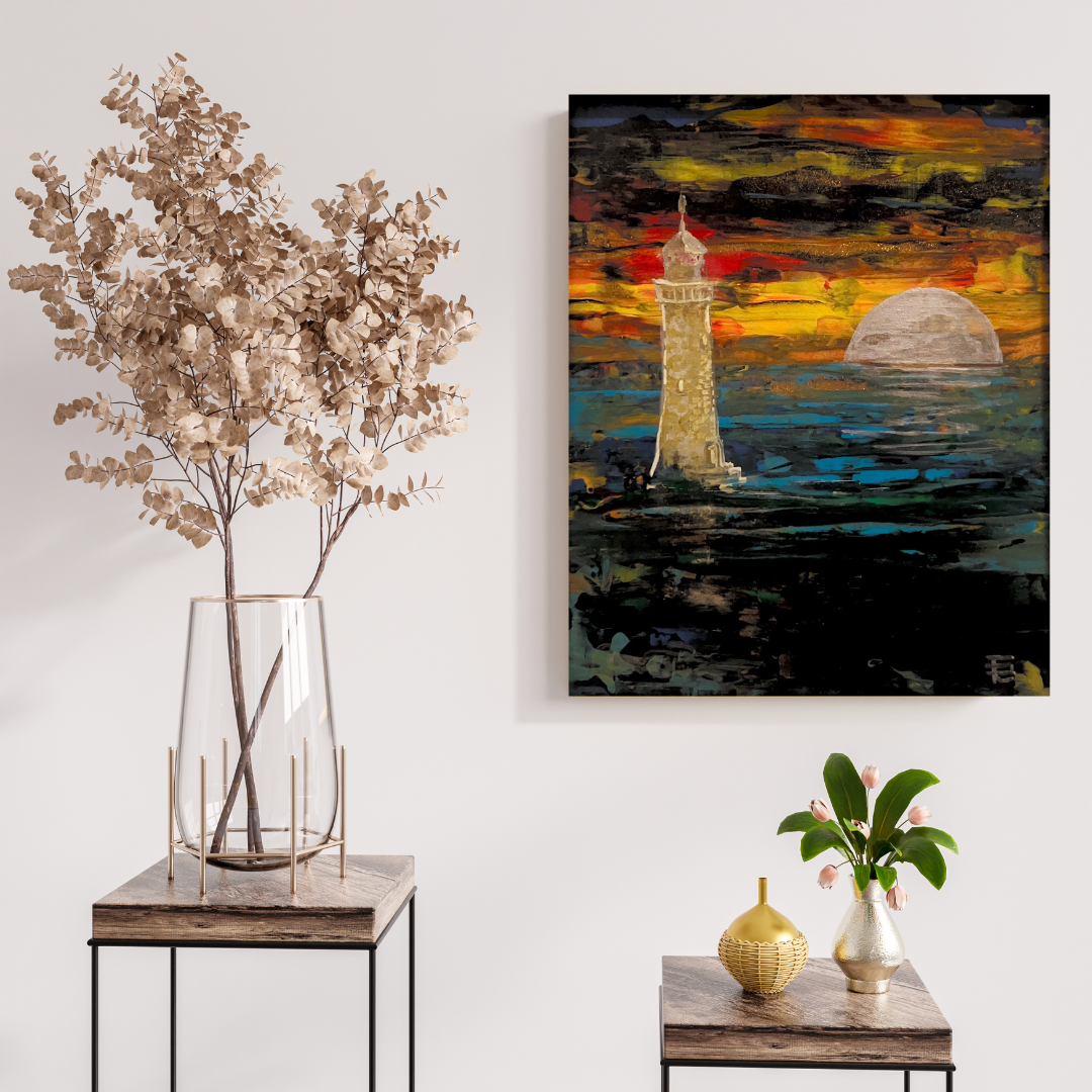 Golden Lighthouse Silver Moon