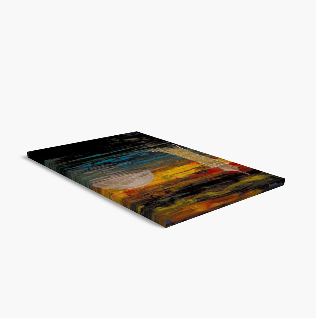 Golden Lighthouse Silver Moon Canvas Print