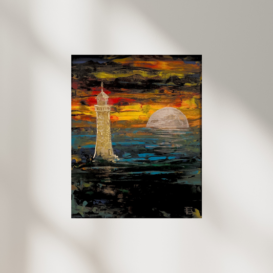 Golden Lighthouse Silver Moon